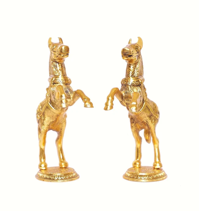 Golden Finish Jumping Horse Metal Statue